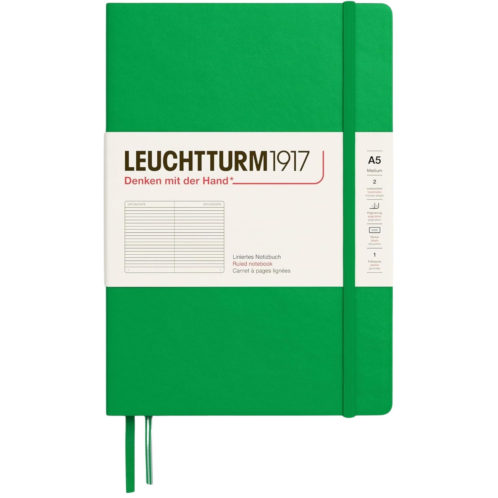 Leuchtturm 1917 Notebook Medium A5 Hardcover 251 Pages Ruled Spring Leaf