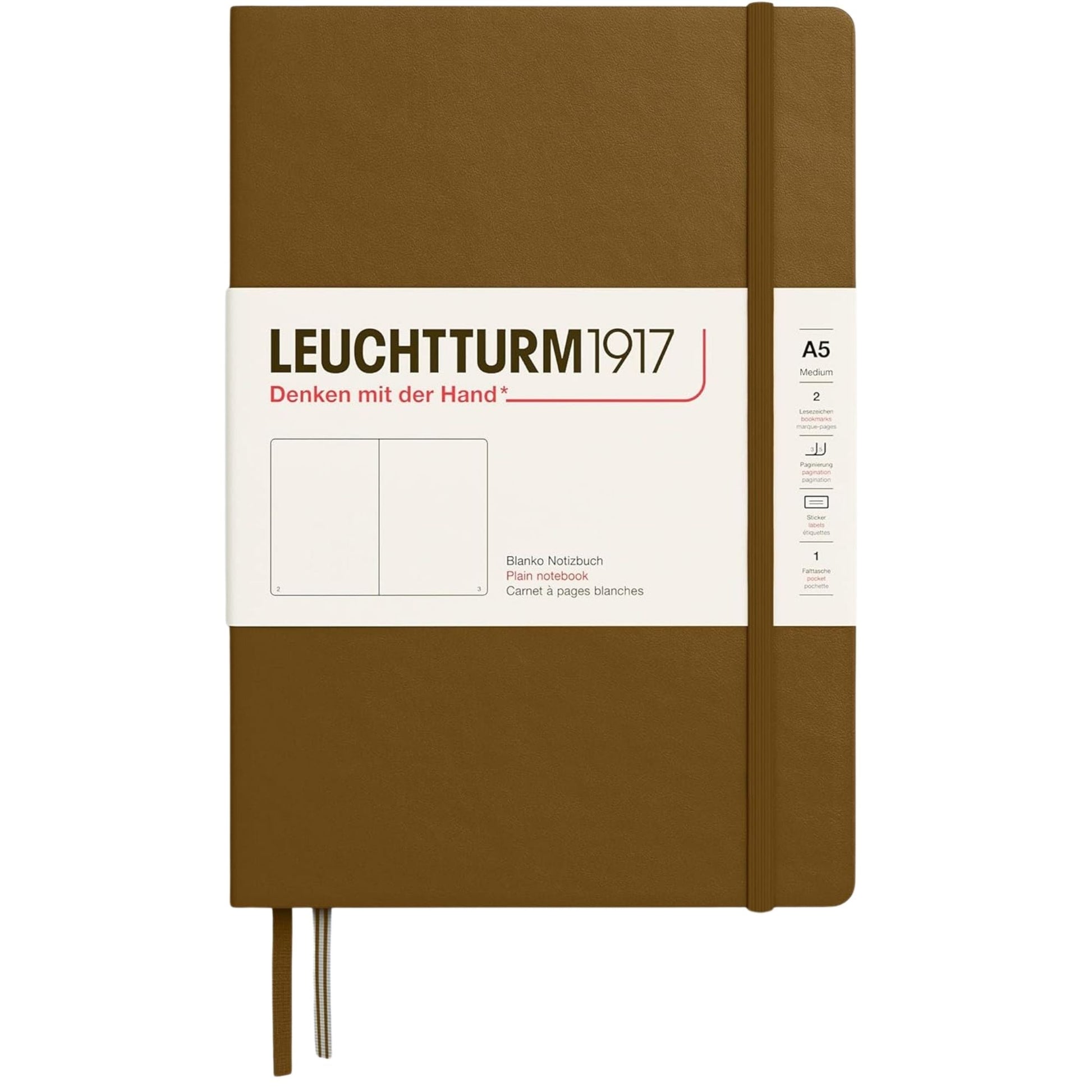 Leuchtturm 1917 Notebook Medium A5 Hardcover 251 Pages Plain Spice Brown
