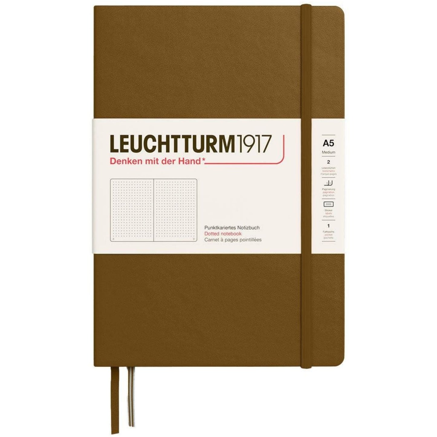 Leuchtturm 1917 Notebook Medium A5 Hardcover 251 Pages Dotted Spice Brown