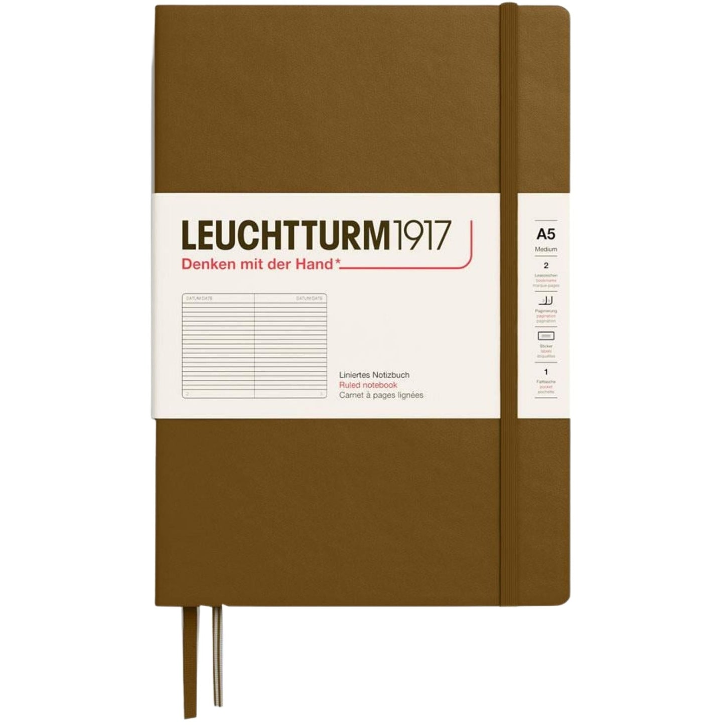 Leuchtturm 1917 Notebook Medium A5 Hardcover 251 Pages Ruled Spice Brown