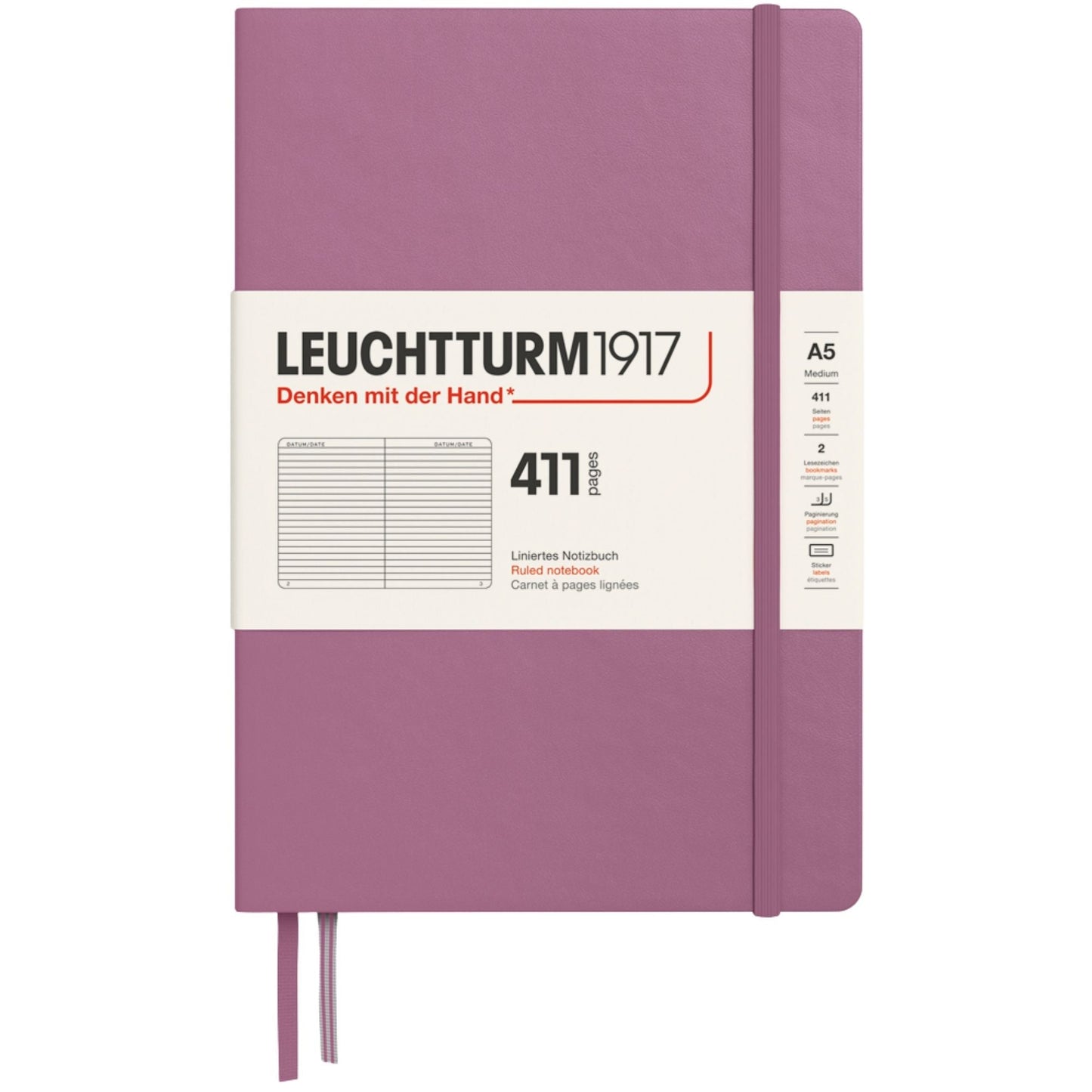 Leuchtturm 1917 Notebook Medium A5 Hardcover 411 Pages Ruled Dusty Rose