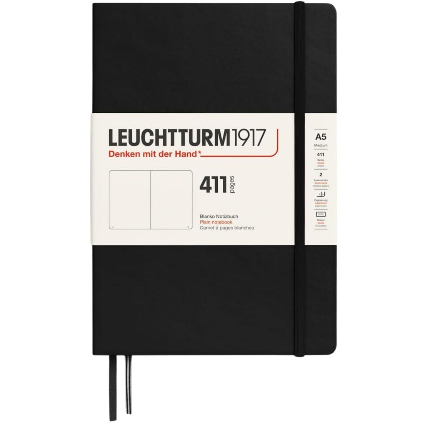 Leuchtturm 1917 Notebook Medium A5 Hardcover 411 Pages Plain Black