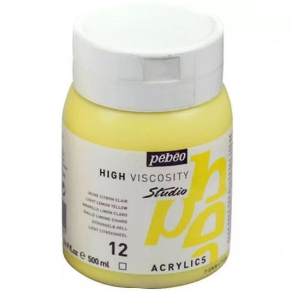 Pebeo Acrylic Studio 500ml Light Lemon Yellow 12
