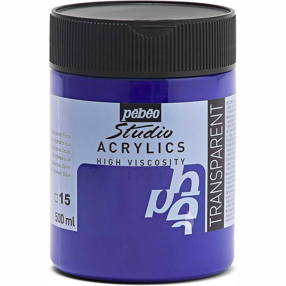Pebeo Acrylic Studio 500ml Dark Ultramarine Blue 15