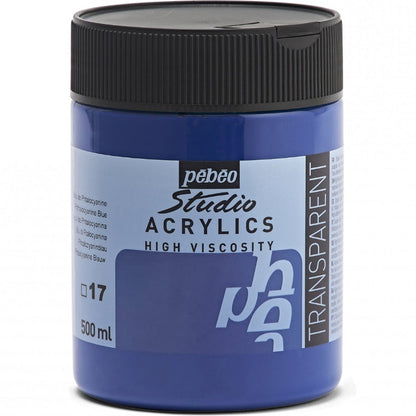 Pebeo Acrylic Studio 500ml Phthocyanine Blue 17