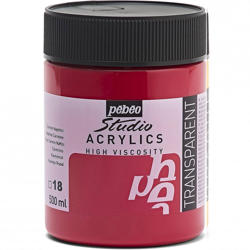 Pebeo Acrylic Studio 500ml Naphtol Carmine 18