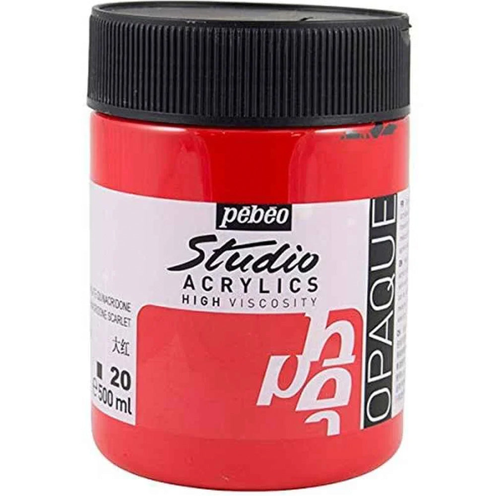 Pebeo Acrylic Studio 500ml Quinacridone Scarlet 20