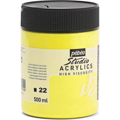 Pebeo Acrylic Studio 500ml Lemon Cadmium Yellow 22