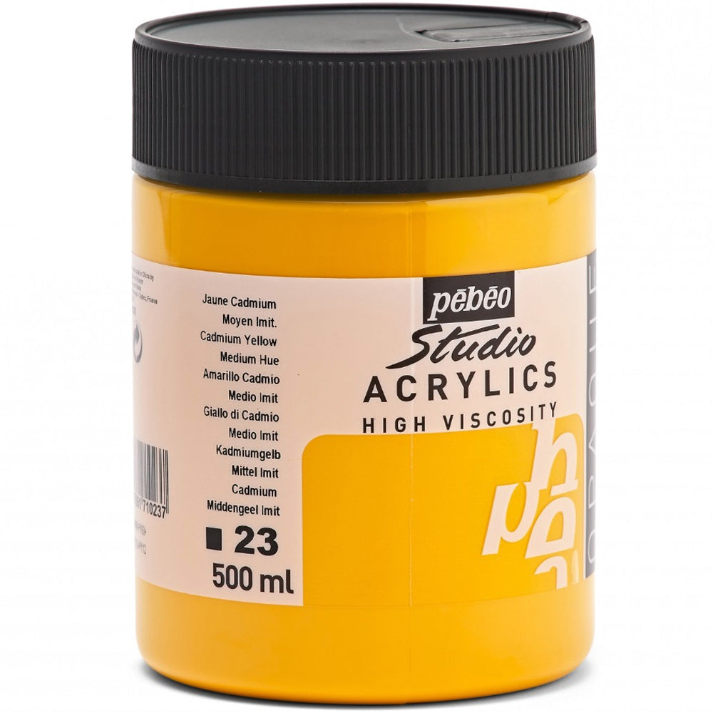 Pebeo Acrylic Studio 500ml Medium Cadmium Yellow 23