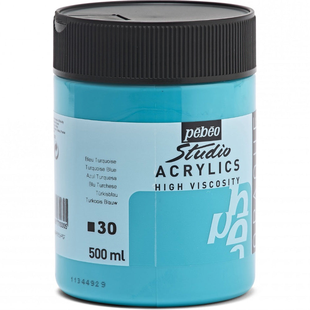 Pebeo Acrylic Studio 500ml Turquoise Blue 30