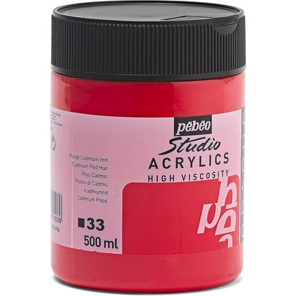 Pebeo Acrylic Studio 500ml Cadmium Red 33