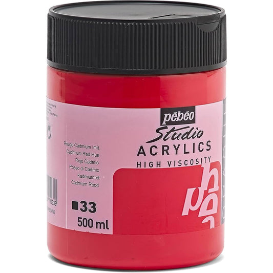 Pebeo Acrylic Studio 500ml Cadmium Red 33