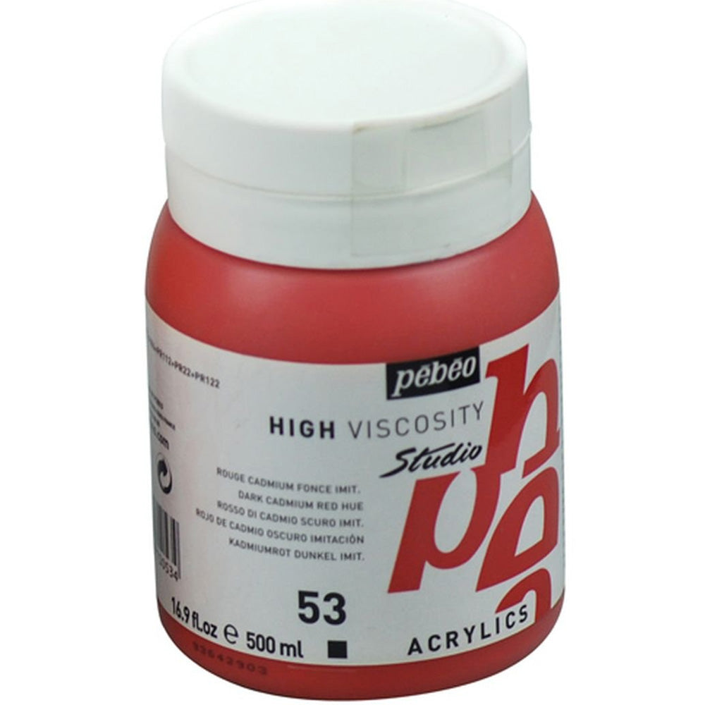Pebeo Acrylic Studio 500ml Dark Cadmium Red 53