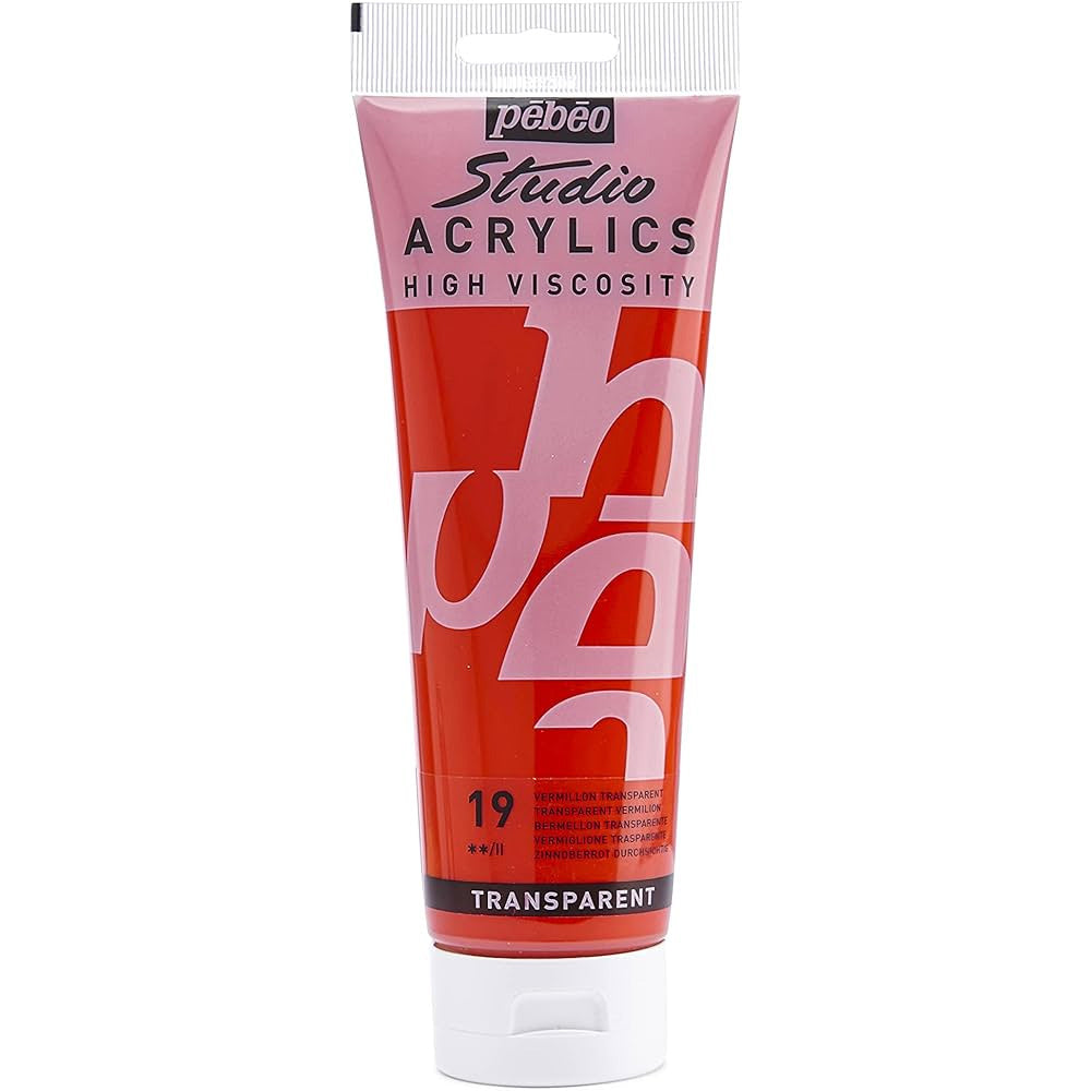 Pebeo Acrylic Studio 100ml Transparent Vermilion 19