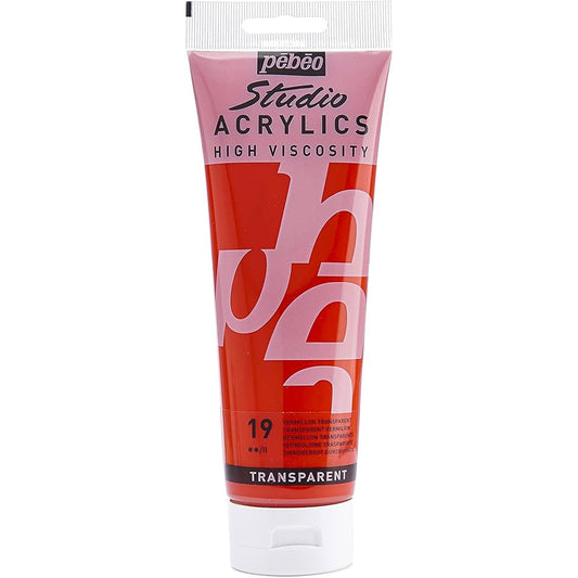 Pebeo Acrylic Studio 100ml Transparent Vermilion 19