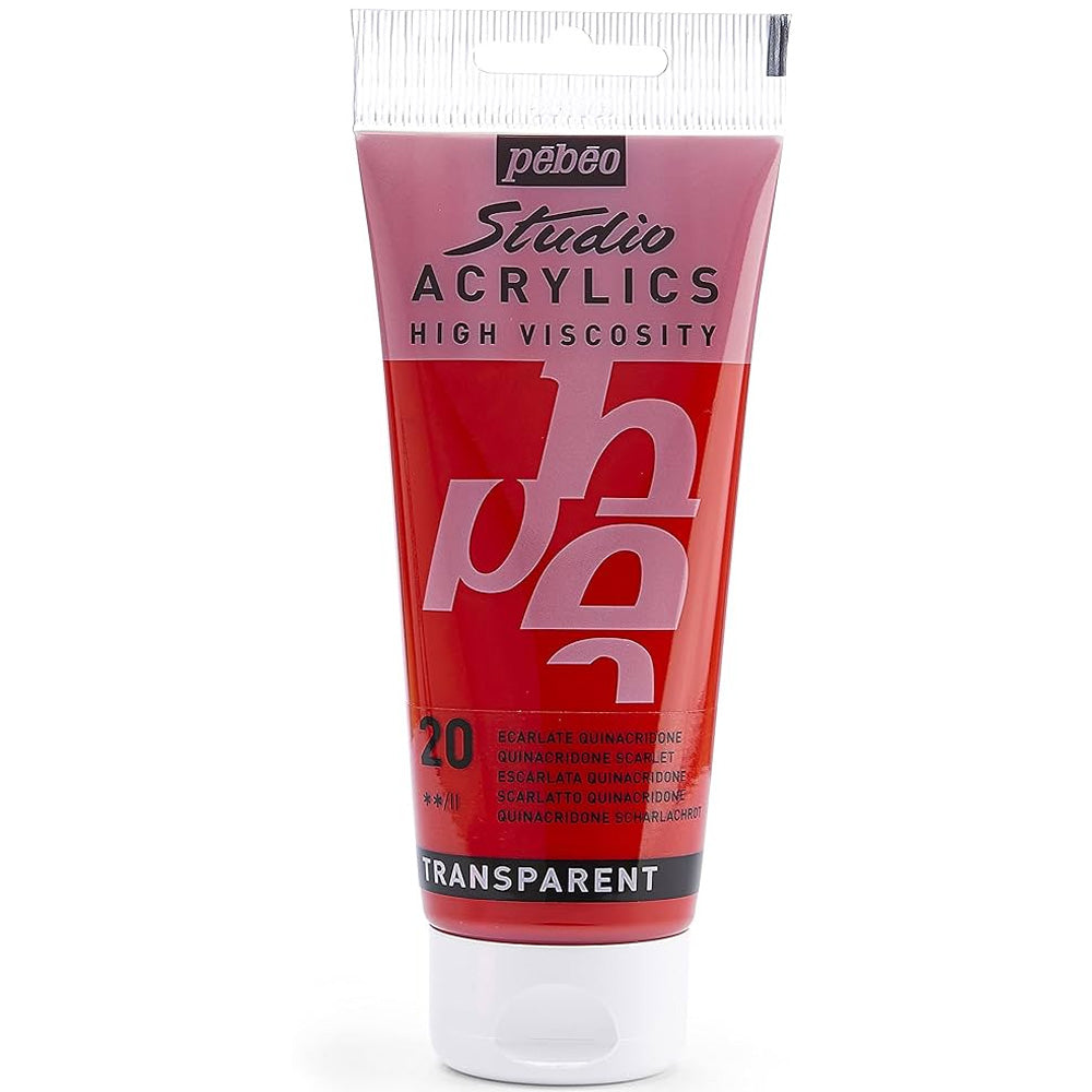 Pebeo Acrylic Studio 100ml Quinacridone Scarlet 20