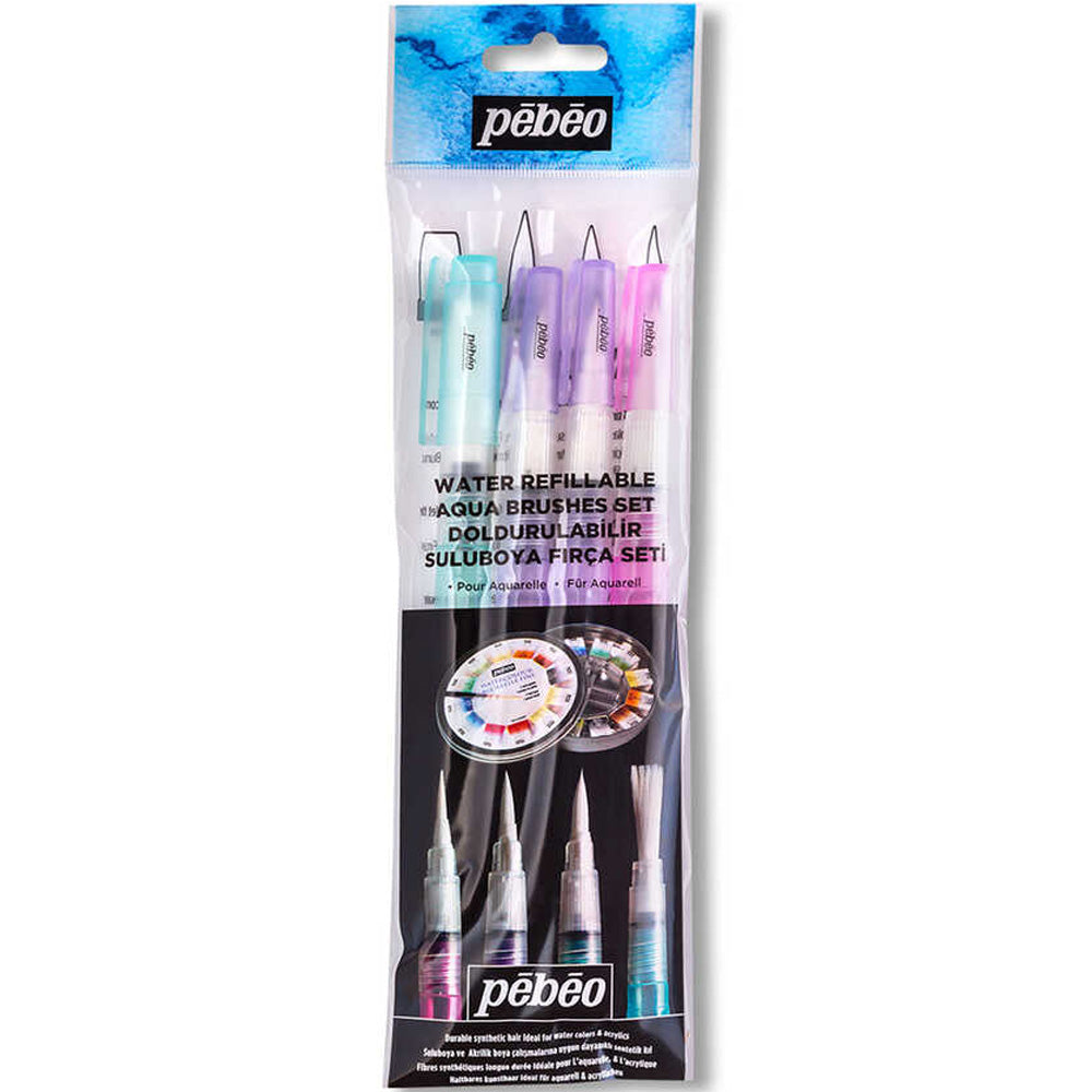Pebeo 4'lü Waterbrush Sulu Boya Fırça Seti-Yuvarlak:3,4,5-Kesik:10mm