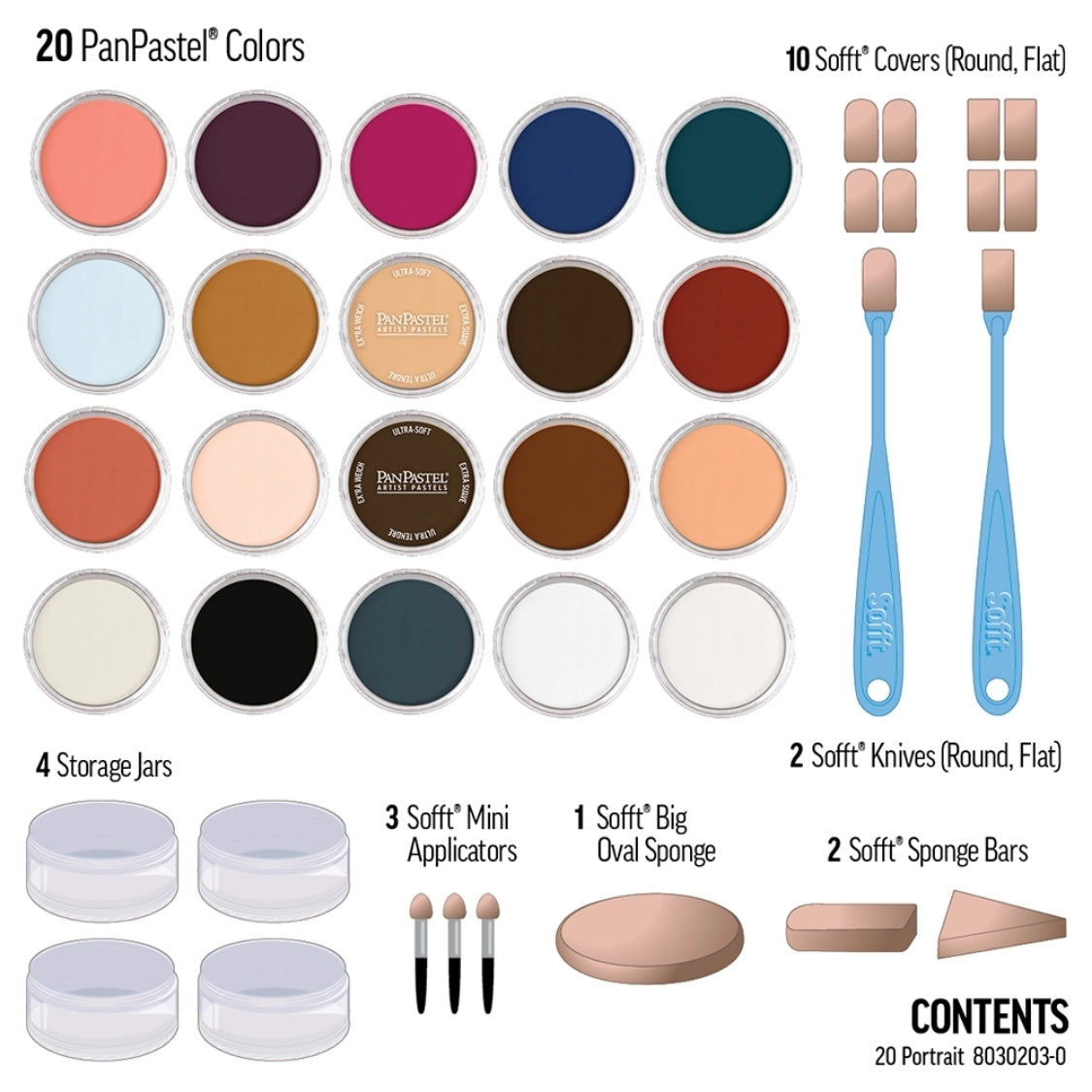 PanPastel Ultra Soft Artist Pastel Portrait Set 20'li - COLORBOX