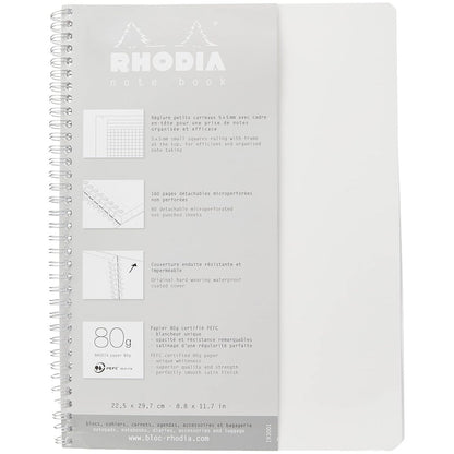 Rhodia Classic Yandan Spiralli Kareli Defter 80gr A4+(225x297mm) 80 Yaprak Beyaz Kapak