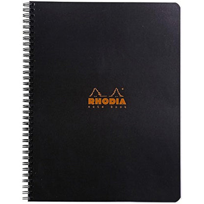 Rhodia Classic Yandan Spiralli Çizgili Defter 80gr A4+(225x297mm) 80 Yaprak Siyah Kapak