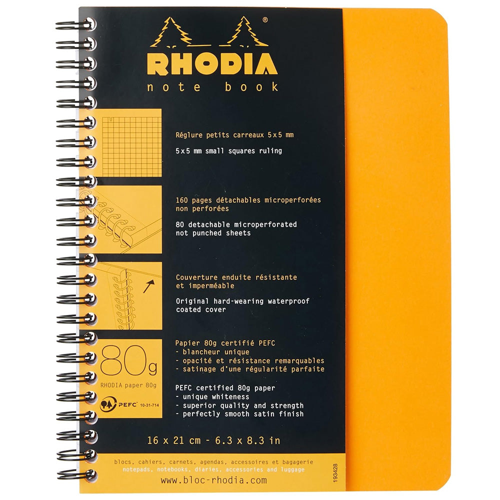 Rhodia Classic Yandan Spiralli Kareli Defter 80gr A5+(160x210mm) 80 Yaprak Turuncu Kapak