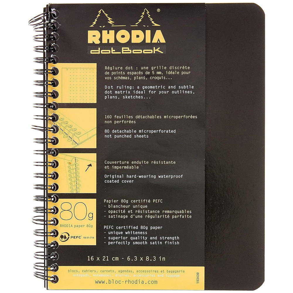 Rhodia Classic Yandan Spiralli Dot Defter 80grA5+(160x210mm) 80 Yaprak Beyaz Kapak