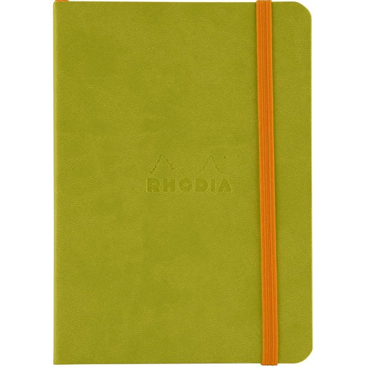 Rhodia Rhodiarama İtalyan Deri Lastikli Dot Defter 90gr A6(105x148mm) 72 Yaprak Anis Green