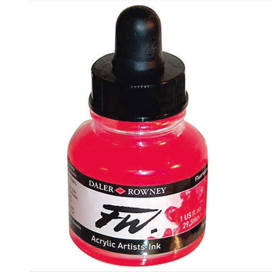 Daler Rowney FW Acrylic Artist Ink 29.5ml Fluorescent Red 544