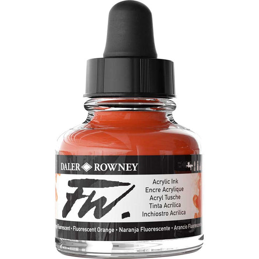 Daler Rowney FW Acrylic Artist Ink 29.5ml Fluorescent Orange 653