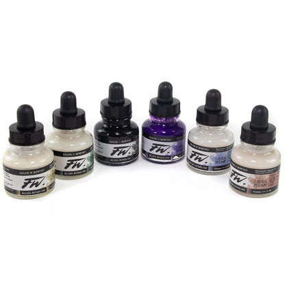 Daler Rowney FW Acrylic Artist Ink 29.5ml Shimmering Colours Set Renk