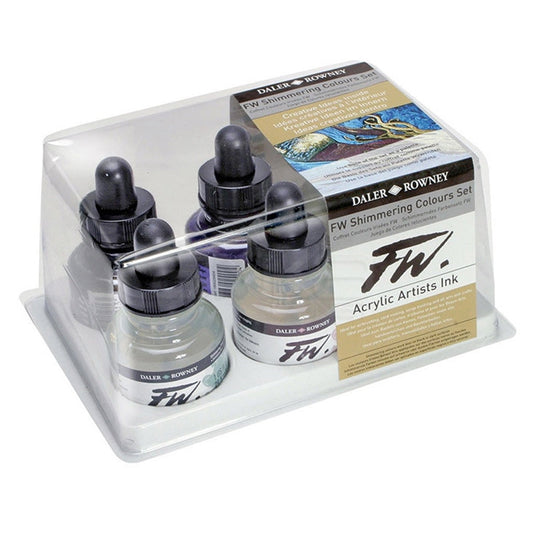 Daler Rowney FW Acrylic Artist Ink 29.5ml Shimmering Colours Set Renk