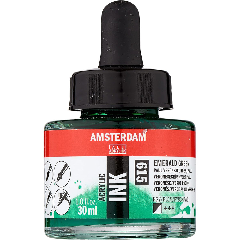Amsterdam Acrylic Ink 30ml Emerald Green 615