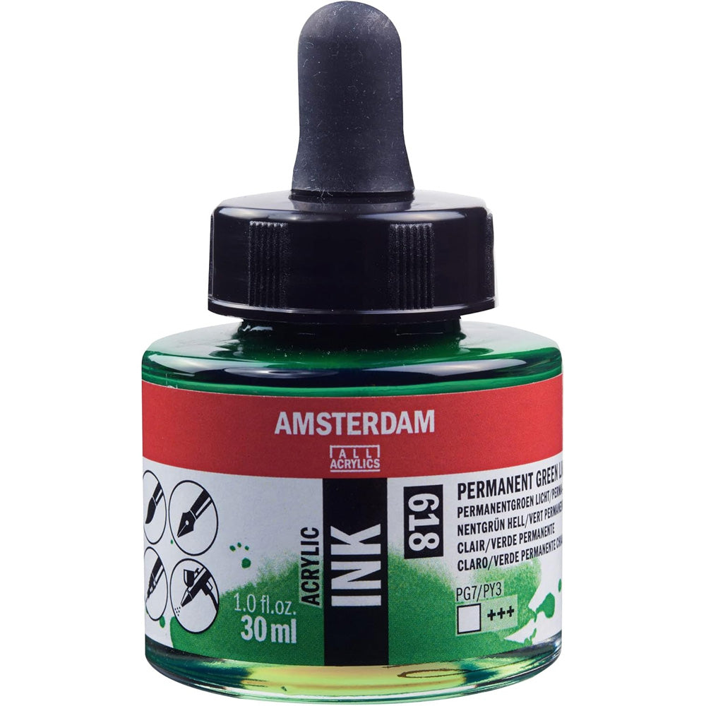 Amsterdam Acrylic Ink 30ml Permanent Green Light 618
