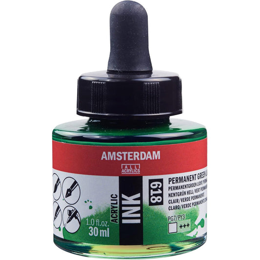Amsterdam Acrylic Ink 30ml Permanent Green Light 618