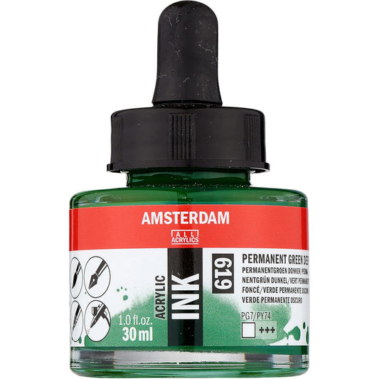 Amsterdam Acrylic Ink 30ml Permanent Green Deep 619