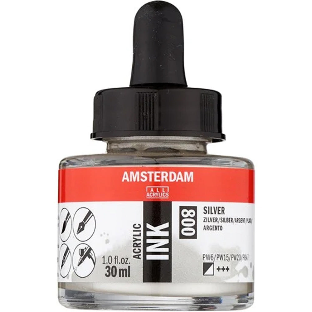 Amsterdam Acrylic Ink 30ml Silver 800