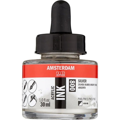 Amsterdam Acrylic Ink 30ml Silver 800