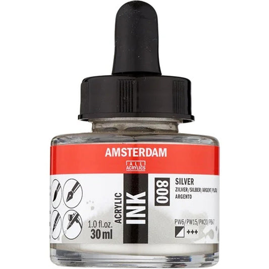 Amsterdam Acrylic Ink 30ml Silver 800