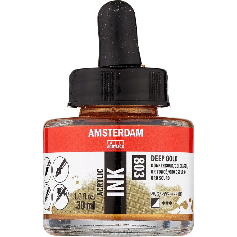 Amsterdam Acrylic Ink 30ml Deep Gold 803