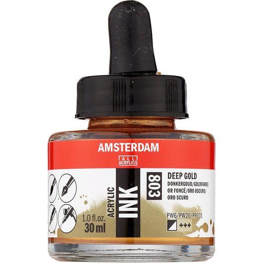Amsterdam Acrylic Ink 30ml Deep Gold 803