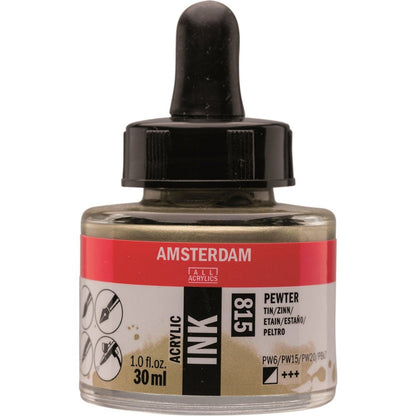 Amsterdam Acrylic Ink 30ml Pewter 815