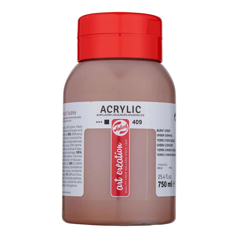 Art Creation Acrylic 750ml Burnt Umber 409 ön cephe etiketi