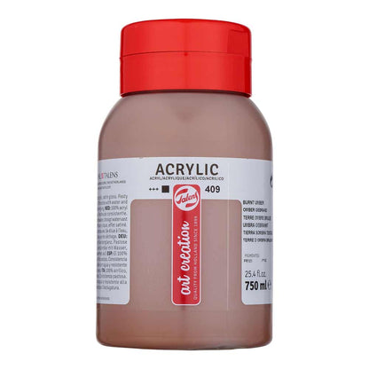 Art Creation Acrylic 750ml Burnt Umber 409 ön cephe etiketi