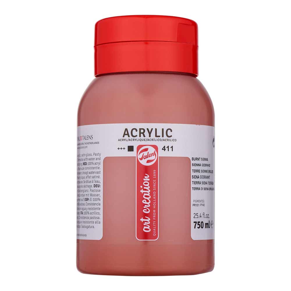 Art Creation Acrylic 750ml Burnt Sienna 411 ön cephe etiketi