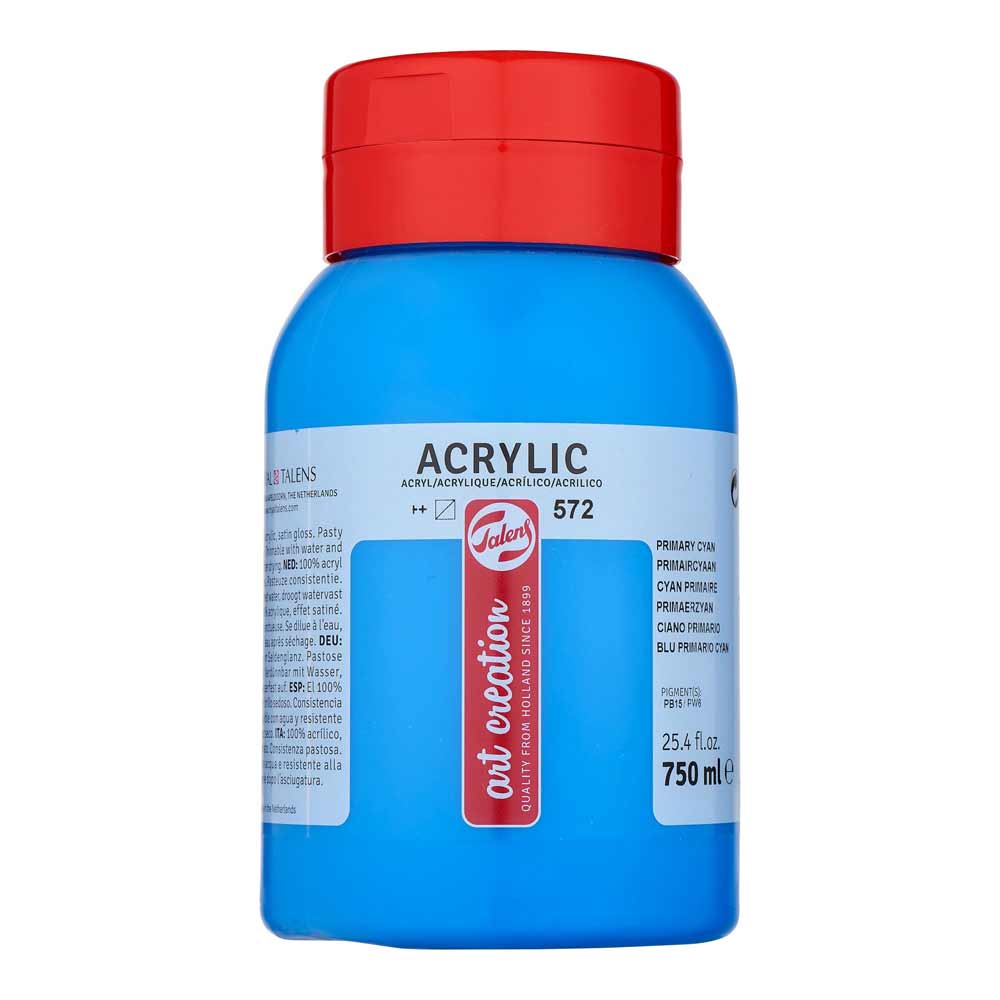 Art Creation Acrylic 750ml Primary Cyan 572 ön cephe etiketi