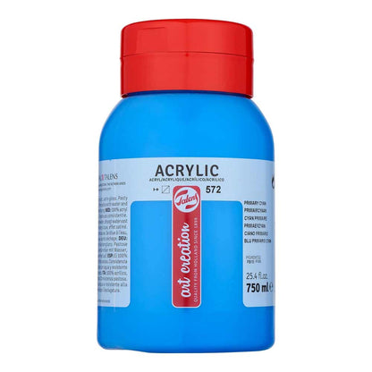 Art Creation Acrylic 750ml Primary Cyan 572 ön cephe etiketi
