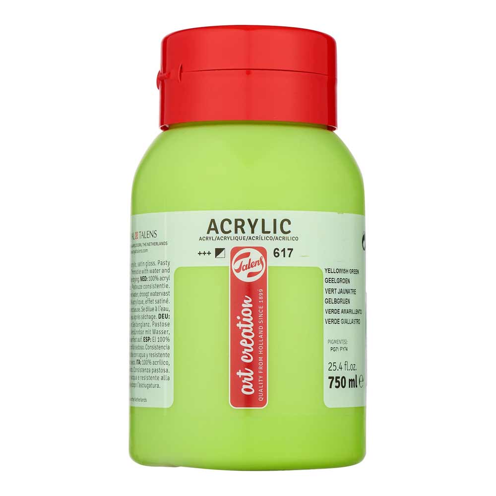 Art Creation Acrylic 750ml Yellowish Green 617 ön cephe etiketi