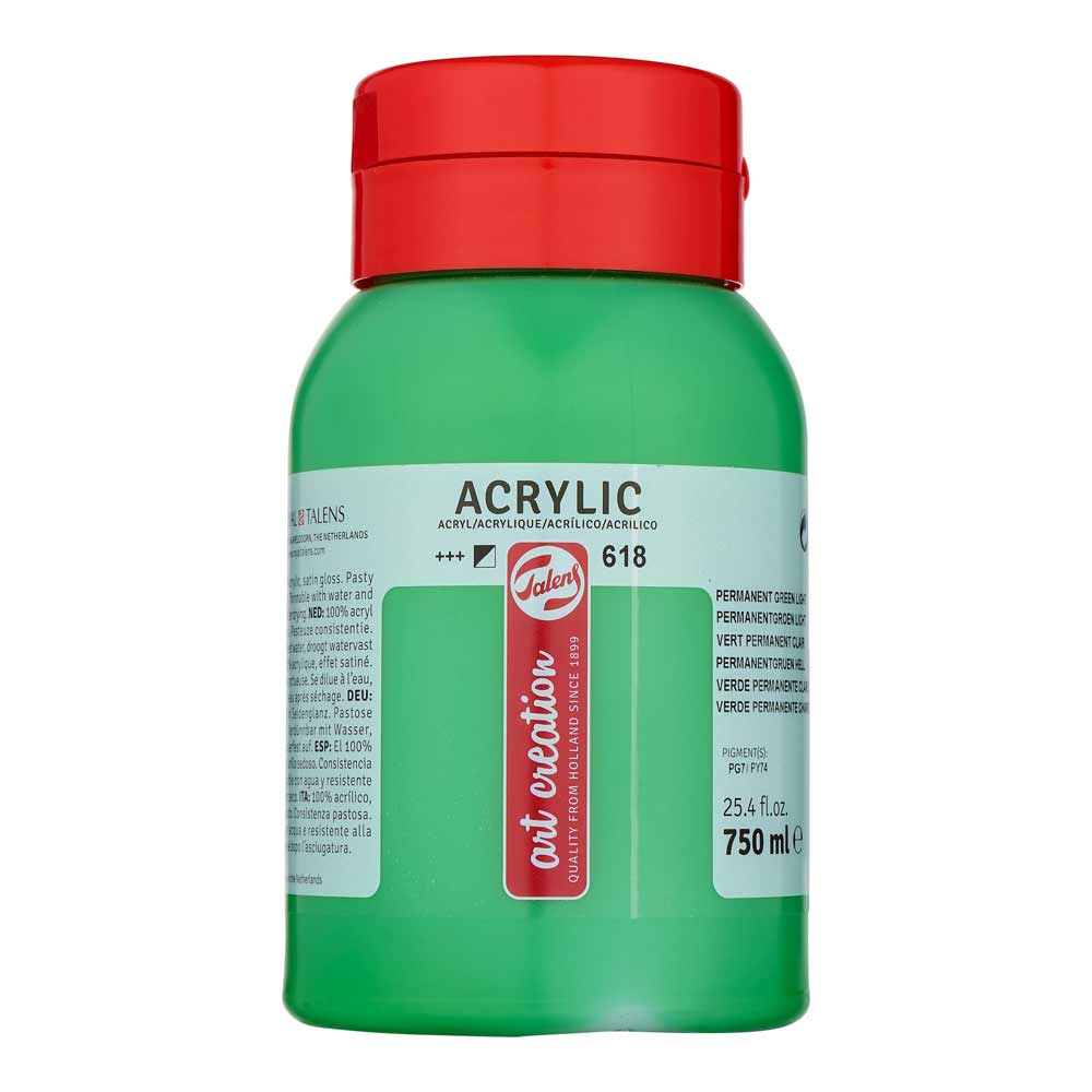 Art Creation Acrylic 750ml Permanent Green Light 618 ön cephe etiketi