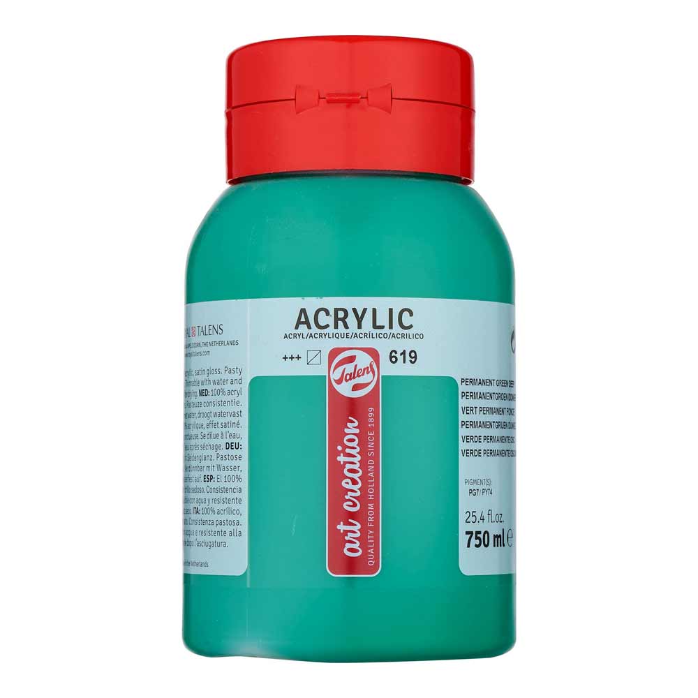 Art Creation Acrylic 750ml Permanent Green Deep 619 ön cephe etiketi