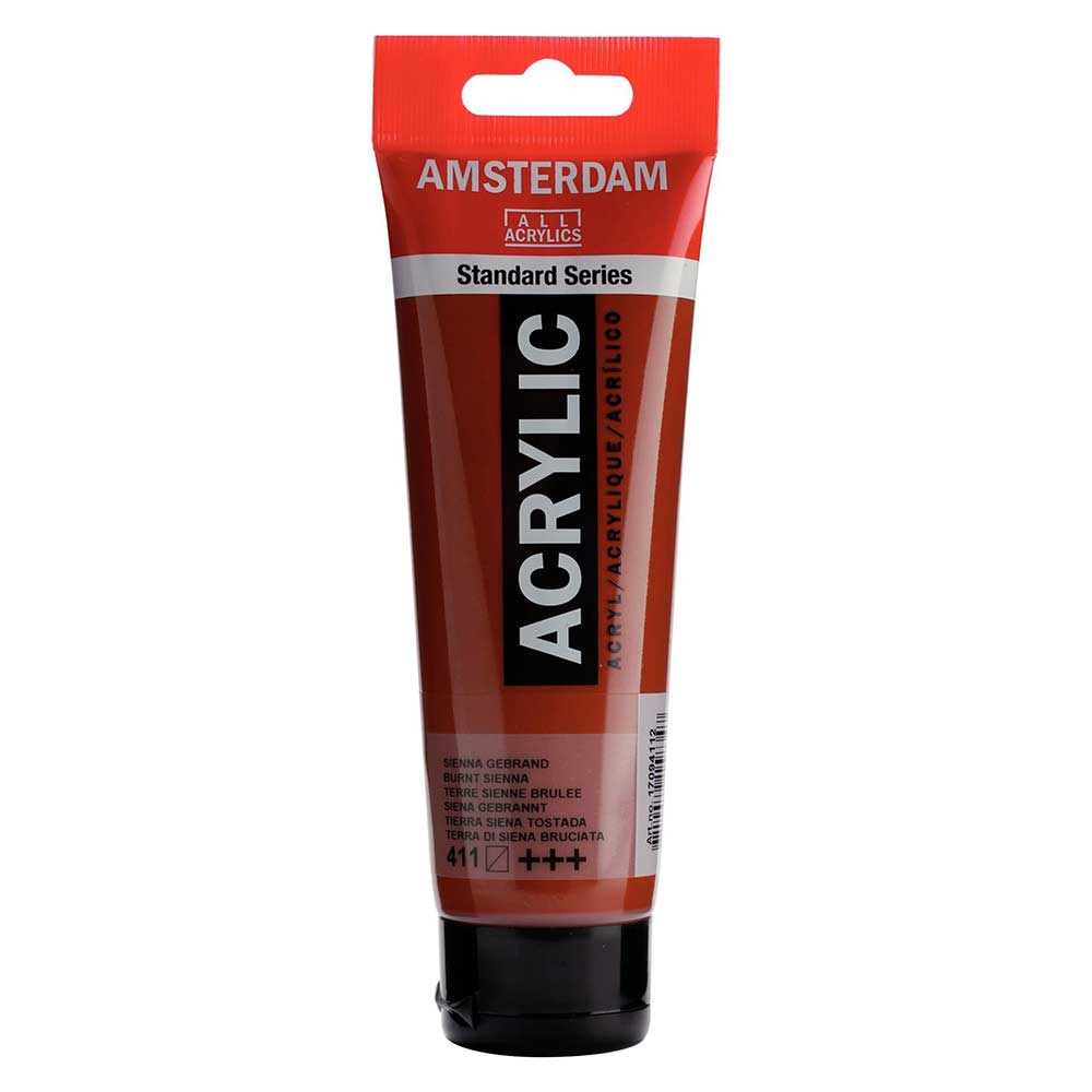 Talens Amsterdam Acrylic 120ml Burnt Sienna 411 ön cephe etiketi